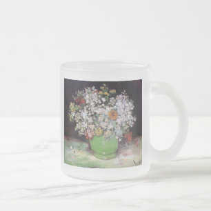 Caneca De Café Vidro Jateado Vaso com Zínias de Vincent Van Gogh - Arte Fina
