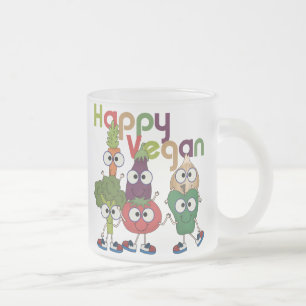 Caneca De Café Vidro Jateado Vegan feliz