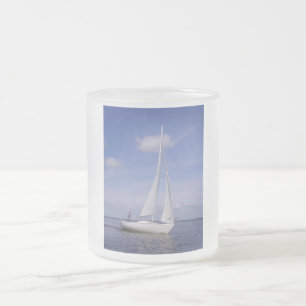 Caneca De Café Vidro Jateado Veleiro