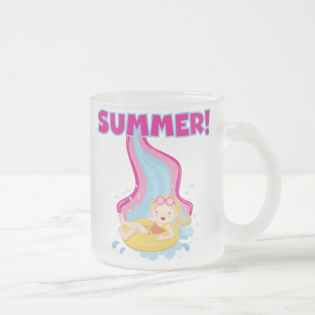 Caneca De Café Vidro Jateado Verão louro da menina (Direita)