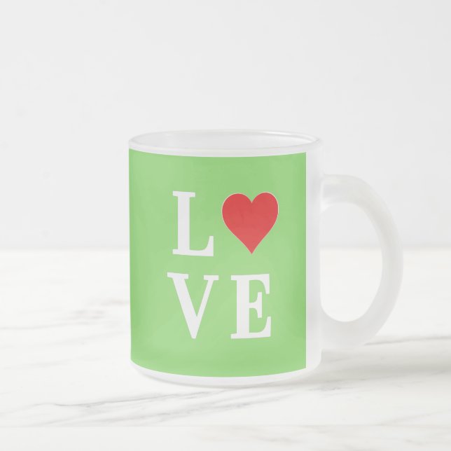 Caneca De Café Vidro Jateado Verde limão Na moda LOVE Modern (Direita)