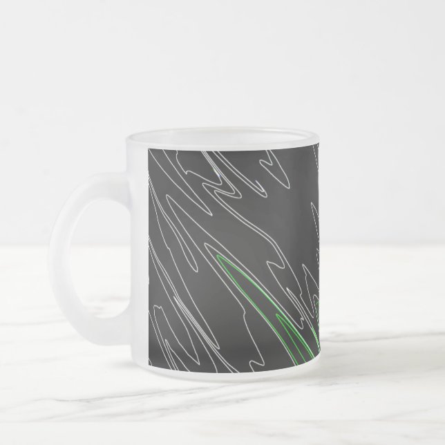 Caneca De Café Vidro Jateado Verde Preto Marbled (Esquerda)