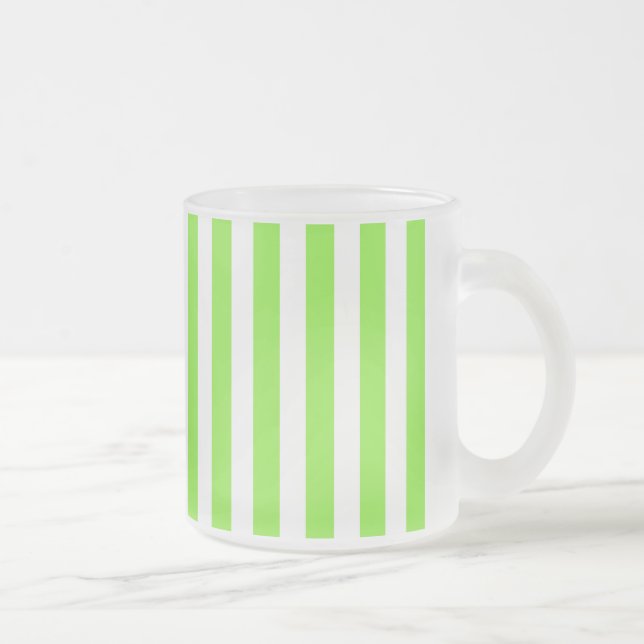 Caneca De Café Vidro Jateado Verdes limões e faixas brancas de doces (Direita)