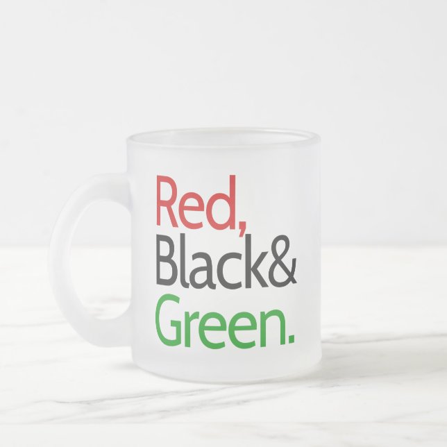 Caneca De Café Vidro Jateado Vermelho, Negro e Verde-Africano Americano (Esquerda)