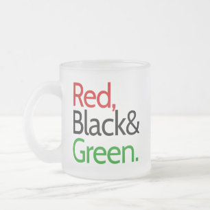 Caneca De Café Vidro Jateado Vermelho, Preto e Verde-Americano Africano