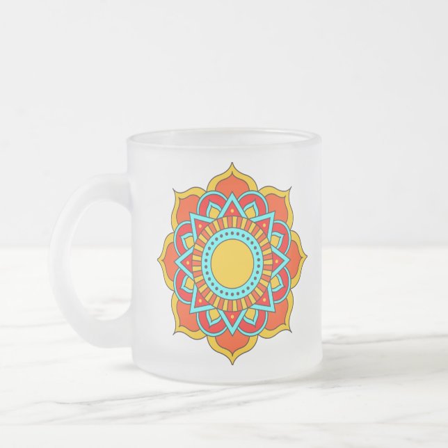 Caneca De Café Vidro Jateado Vermelhos Geométricos Flor-54567 (Esquerda)