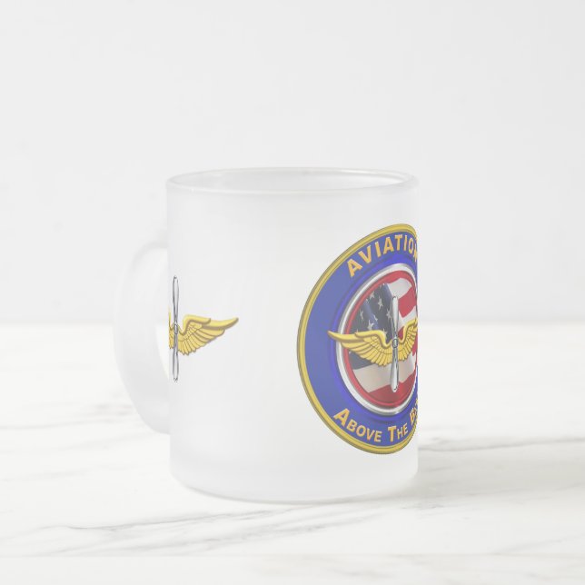 Caneca De Café Vidro Jateado Veterano da Aviação do Exército (Frente Esquerda)