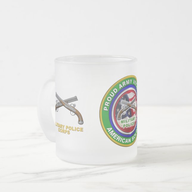 Caneca De Café Vidro Jateado Veterano do Exército Militar (Frente Esquerda)
