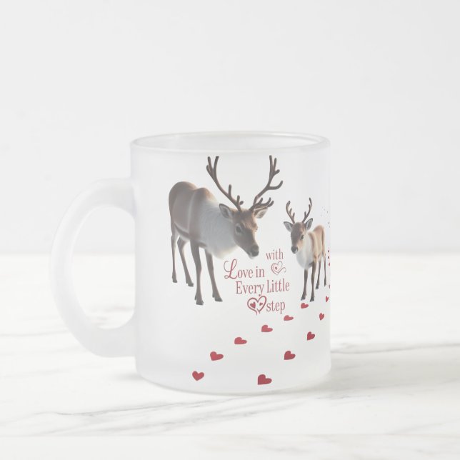 Caneca De Café Vidro Jateado Vibrant Winter Wonderland Reindeer  (Esquerda)