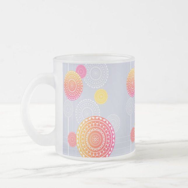 Caneca De Café Vidro Jateado Vibrante Amarelo Amarelo Aleatório Mandala (Esquerda)