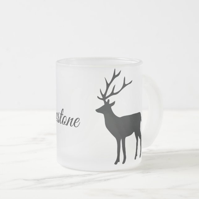 Caneca De Café Vidro Jateado Vidro fosco Cama-Yellowstone Deer (Frente Esquerda)