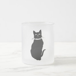 Caneca De Café Vidro Jateado Vintage Black Cat Mug