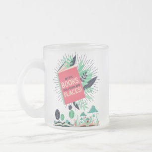 Caneca De Café Vidro Jateado Vintage com livros, você pode ir a lugares.