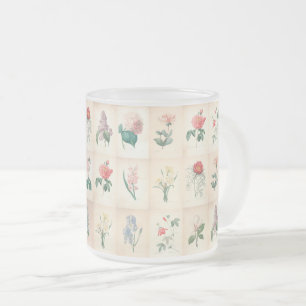 Caneca De Café Vidro Jateado Vintage Flores Botânicas Refrigerem Vidro De Fosc