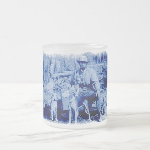 Caneca De Café Vidro Jateado Vintage Hunter Com A Fosco De Cães