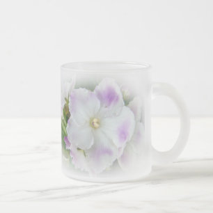 Caneca De Café Vidro Jateado Violeta Africana Flor