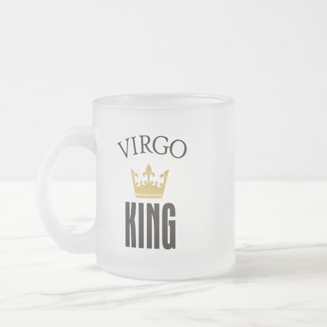 Caneca De Café Vidro Jateado Virgo King (Esquerda)