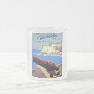 Caneca De Café Vidro Jateado Visite a Fortaleza El Morro, Porto Rico, San Juan 