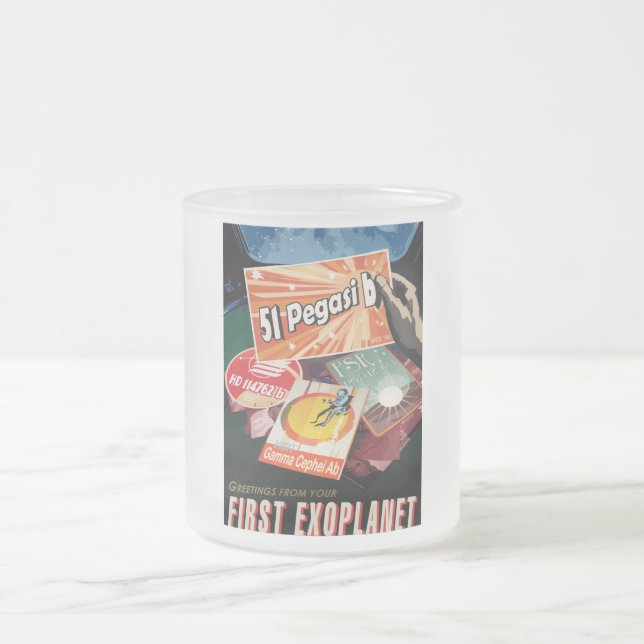 Caneca De Café Vidro Jateado Visite o primeiro exoplaneta encontrado fora do si (Centro)