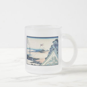 Caneca De Café Vidro Jateado Vista do Templo Honganji do Monte Fuji Xilogravura