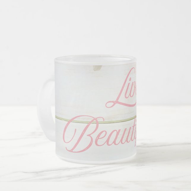 Caneca De Café Vidro Jateado Viva com beleza - Mug (Frente Esquerda)