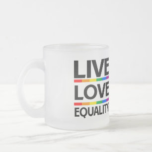 Caneca De Café Vidro Jateado Viva o Amor à Igualdade