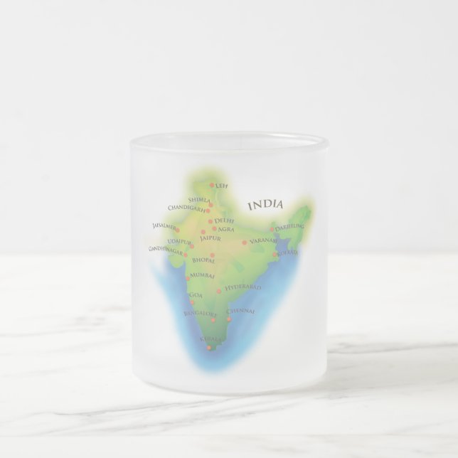 Caneca De Café Vidro Jateado Voe Para a Índia (Centro)