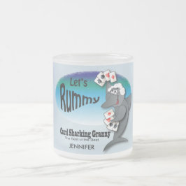 Caneca De Café Vidro Jateado Vovó de Tubarão Engraçado - Rummy Gin