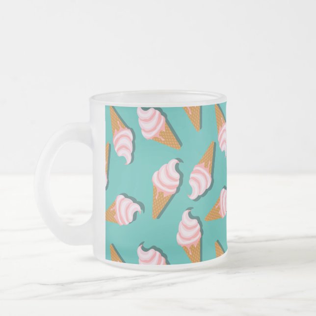 Caneca De Café Vidro Jateado Waffle cones ice cream and frozen yogurt pattern (Esquerda)