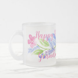 Caneca De Café Vidro Jateado Watercolor Floral Happy Mothers Day NAME