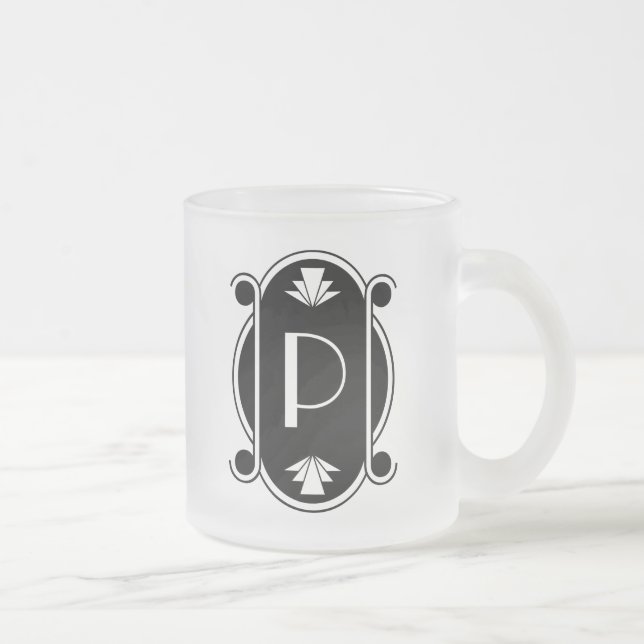 Caneca De Café Vidro Jateado Wedding parisiense de Deco Monogrammed (Direita)