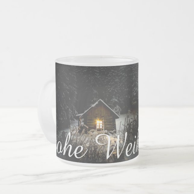 Caneca De Café Vidro Jateado Weihnachtsgrüße mit Hexenhaus (Frente Esquerda)