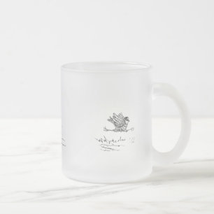 Caneca De Café Vidro Jateado Weimaraner que persegue um pássaro