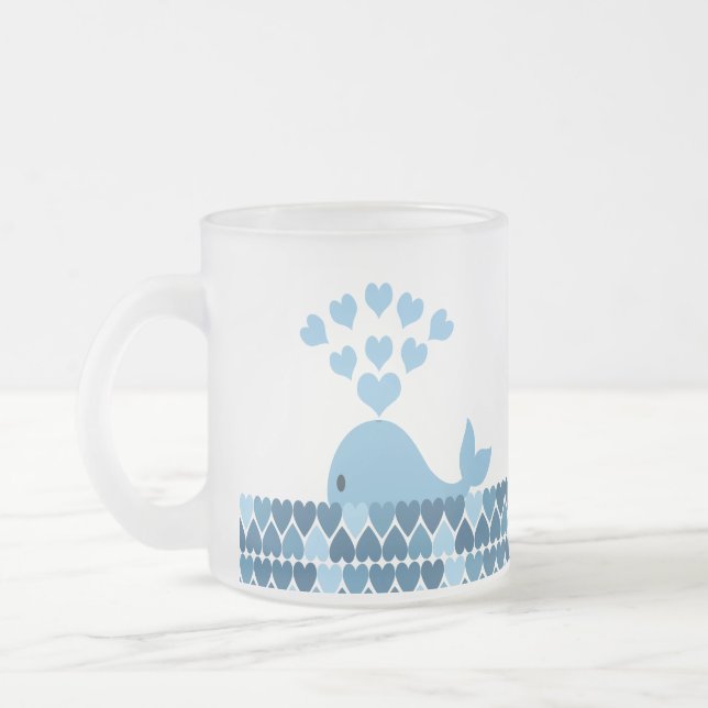 Caneca De Café Vidro Jateado Whale Love (Esquerda)