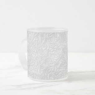 Caneca De Café Vidro Jateado White Floral