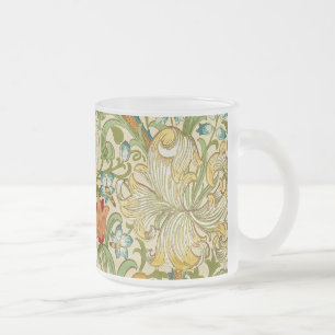 Caneca De Café Vidro Jateado William Morris Ouro Lily Vintage Pré-Raphaelite