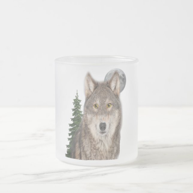 Caneca De Café Vidro Jateado Wolf art (Centro)