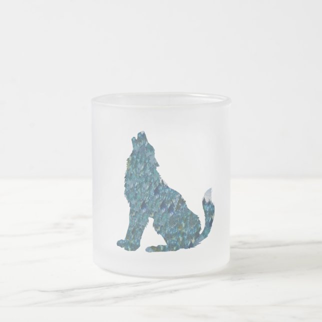 Caneca De Café Vidro Jateado Wolf Art Glass Mug (Centro)