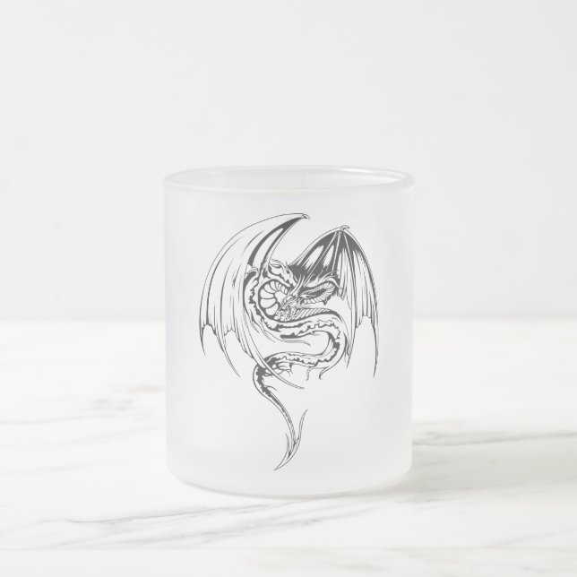 Caneca De Café Vidro Jateado Wyvern Dragon São Criaturas Míticas Fantásticas (Centro)