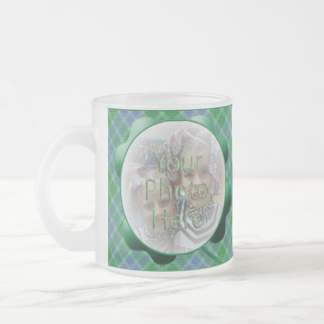 Caneca De Café Vidro Jateado Xadrez Verde Tartan Shamrock Personalizado Mug de  (Esquerda)