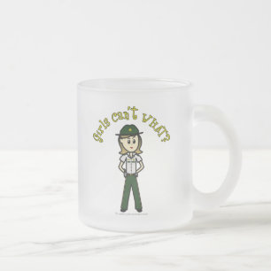 Caneca De Café Vidro Jateado Xerife feminino leve no uniforme verde