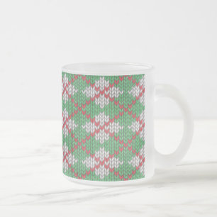 Caneca De Café Vidro Jateado XMAS ARGYLE KNIT Fosco