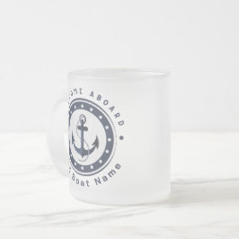Caneca De Café Vidro Jateado Yacht club Marinho Náutico