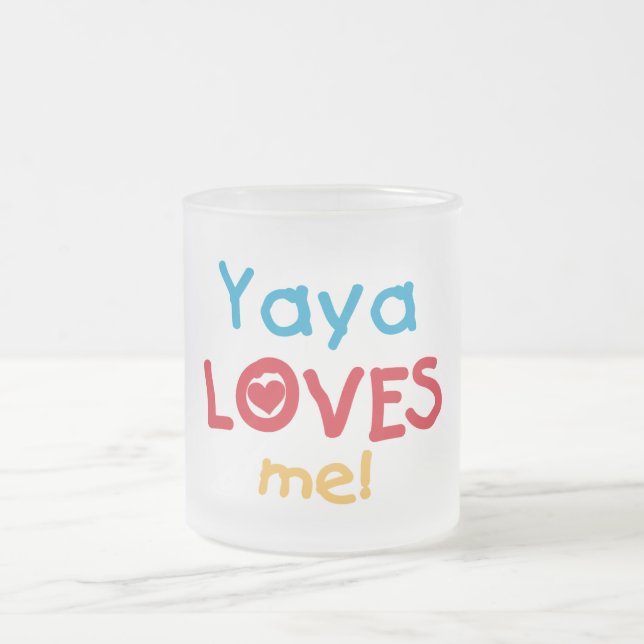 Caneca De Café Vidro Jateado Yaya ama-me camisetas e presentes (Centro)