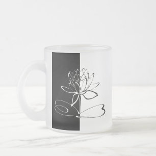 Caneca De Café Vidro Jateado Yin Yang Black White Lotus Blossom