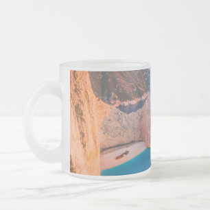 Caneca De Café Vidro Jateado Zakynthos, Grécia.