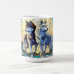 Caneca De Café Vidro liso Par de Lobo