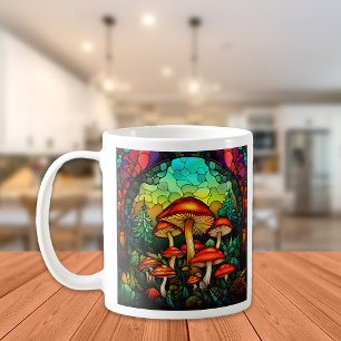 Caneca De Café Vidro Manchado Cogumelos Vermelhos Fantasia Toadst
