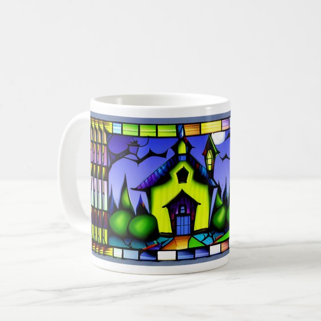 Caneca De Café Vidro Manguejo Assaltado Halloween (Frente Esquerda)