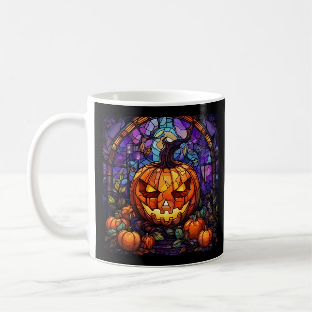 Caneca De Café Vidro Mantido Jack-o'-Lanterna: Elegância Assustad (Esquerda)